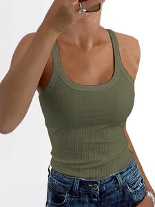 Women's Solid / Colorblock Ribbed Tank Top, Casual Sleeveless Top for Summer, Ladies Clothes for Daily Wear