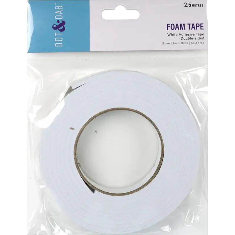 Dot & Dab Foam Tape 18mm x 2.5m x 4mm White (DDADH024) 0