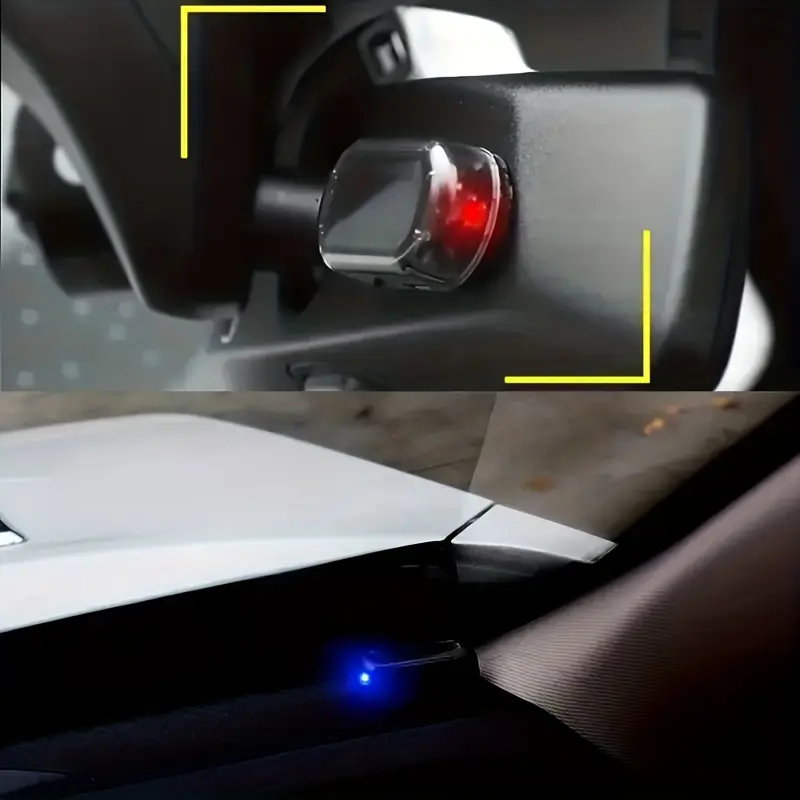 Product Introduction of 1pc- Solar Charging &USB Charging Car Simulation Alarm - Car Anti-Theft Simulation Monitor - Red, Blue Light Ficker - Make Your Car Safe from Theft 2