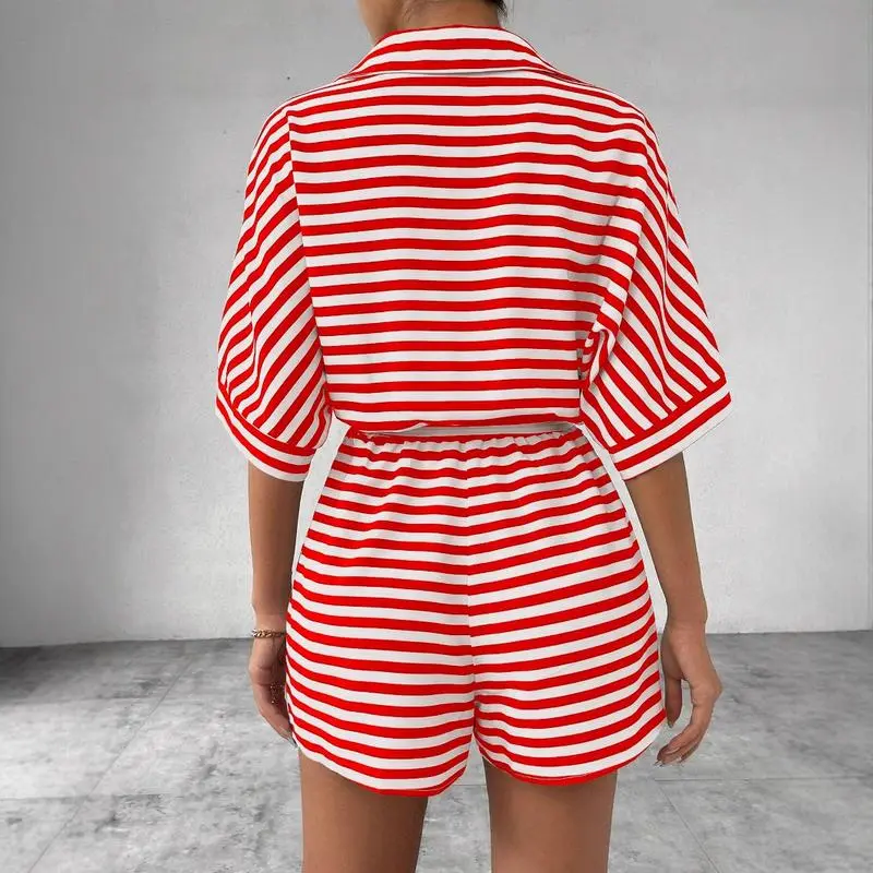 Women's Striped Print Romper, Casual BeltedRomper for Summer, Fashion Women's Clothesfor Daily Wear Comfortable Fit Womenswear Elegance 2