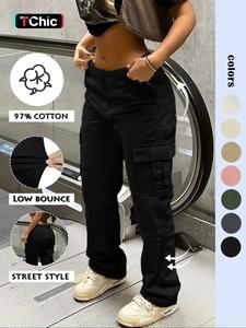 GILIPUR Y2K Women's Solid  Multiple Pockets Cargo Pants, Plain Comfort Basic Streetwear Pocket Design Trousers For Daily Wear, Going Out Bottoms, Autumn And Winter Women's Baggy Clothing, Womenswear, Fit Trousers, Lady Loose Clothe, Casual Outdoor Trouser
