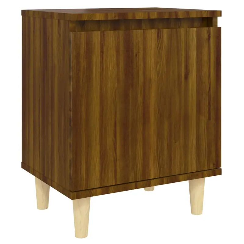 Bed Cabinets with Solid Wood Legs 2 pcs Brown Oak 40x30x50 cm 5
