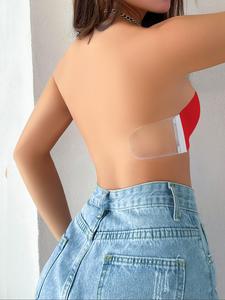 Women's solid color halter neck strapless bra, with underwire push-up invisible silicone side bandeau bra, cross back beautiful bra, halter neck bra, multi-purpose, suitable for all seasons, new style