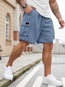 【Plus Size】Pocket Drawstring Waist Cargo Shorts, Regular Fit Casual Fashion Comfy Shorts for Daily Outdoor Wear, Men Plus Clothing for All Seasons
