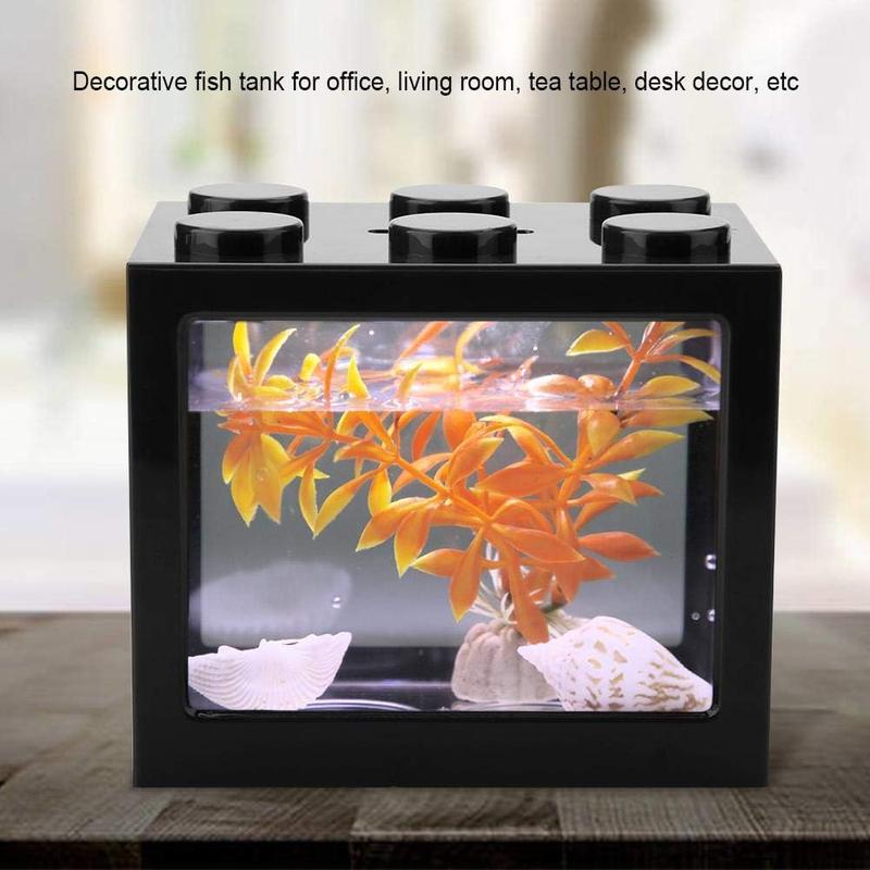 Aquarium Fish Tank Decorative Mini Aquarium USB LED Light Lamp Fish Tank Desktop Lamp Fish Tank for Box Office Tea Table Decor 1