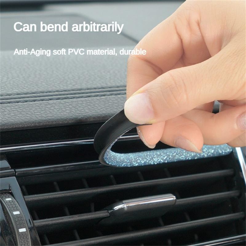 10pcs Pink Car Vent Outlet Trim, Rhinestones Bling Car Accessories Air Conditioner Vent Outlet Trim, Car Interior Decoration Strip For Car Styling 6