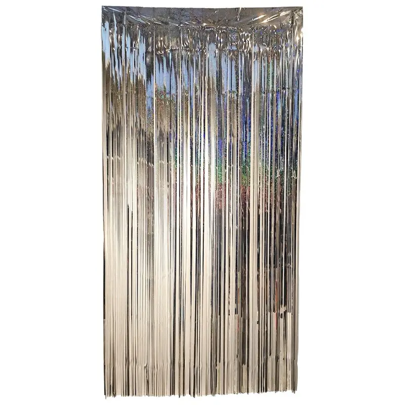 Holographic Silver Foil Door Curtain Backdrop 1m x 2m approx