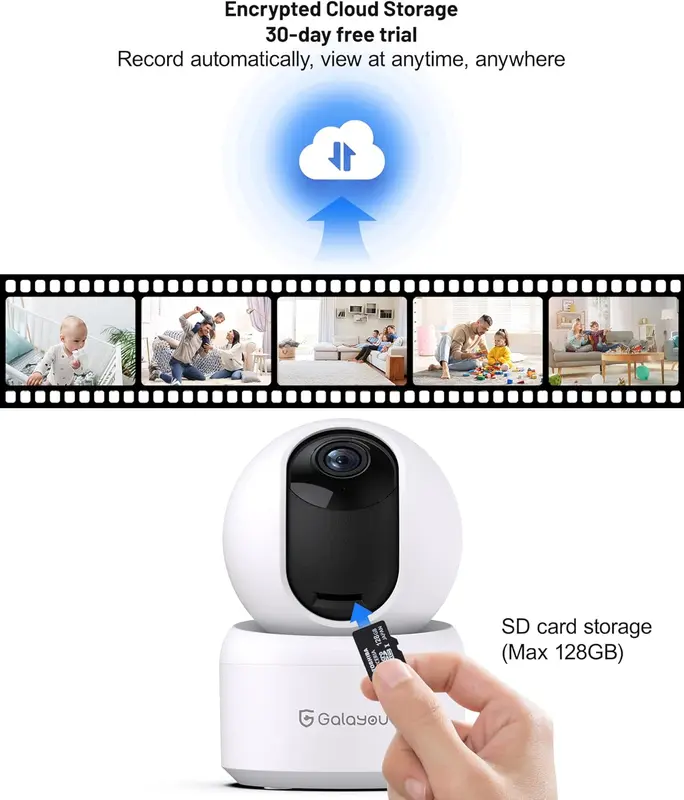 GALAYOU 2K WiFi Pet Camera, Home Security Camera Indoor for Dog, Cat, Baby Monitor Camera, 360° Wireless Camera, Motion Tracking, Night Vision, 2-Way Audio, Works with Alexa&Google Home G2 (2P) 6