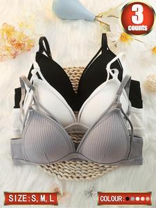 Women's Plain Cut Out Adjustable Strap Wireless Bra, Minimalist Soft Comfortable Buckle Back Push Up Lingerie Top for Daily Wear, Underwear for All Seasons