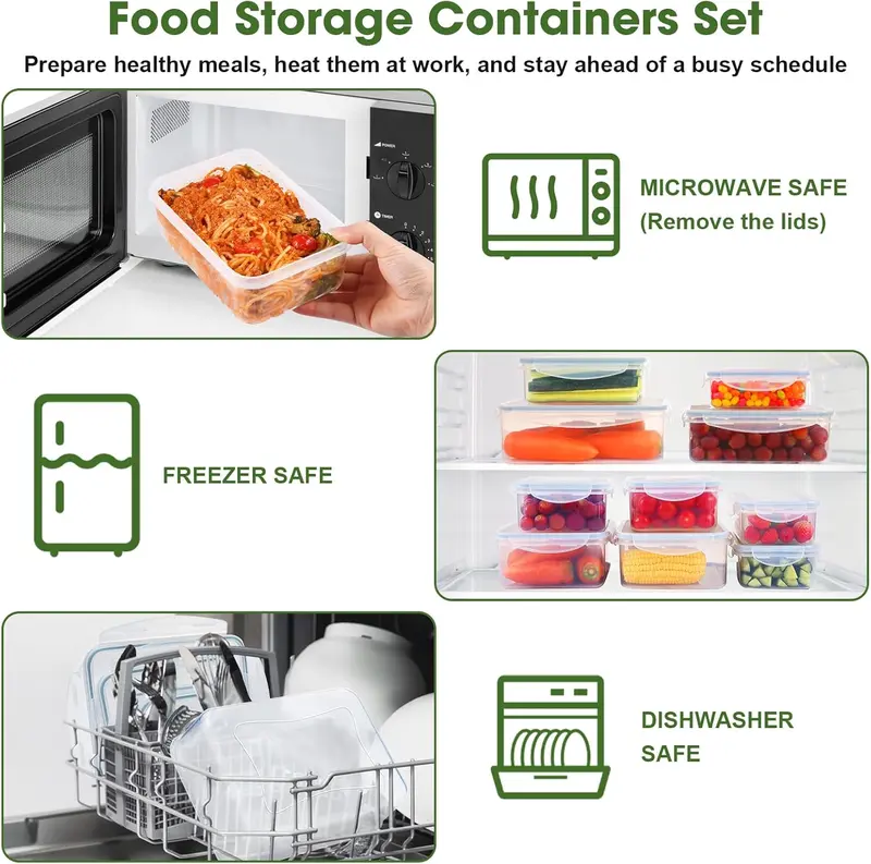 24-Piece Plastic Food Storage Containers with Lids - Airtight Pantry & Kitchen Containers Utensils 2