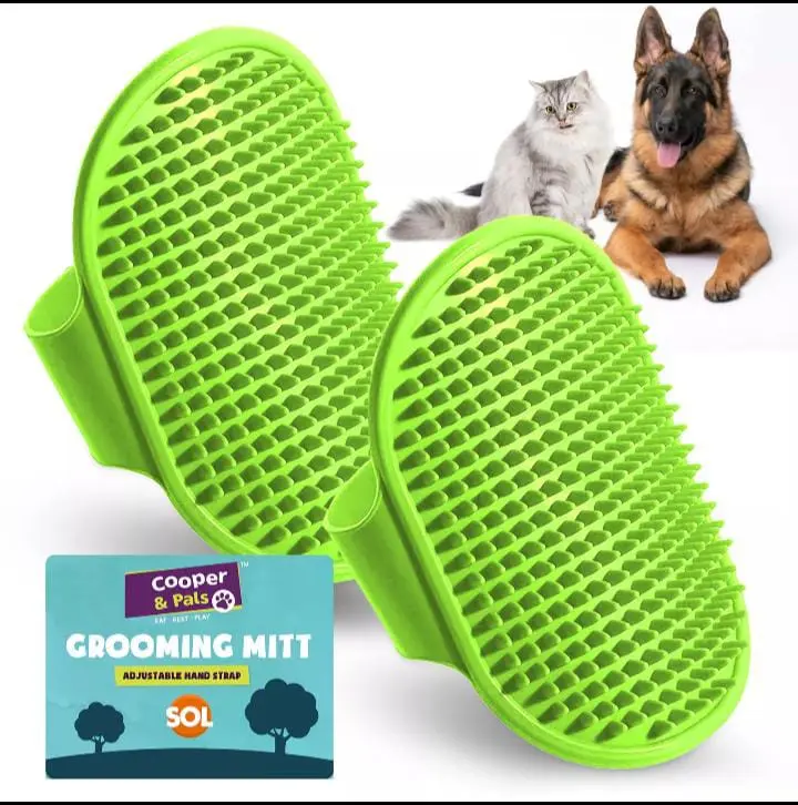 Dog Grooming Mitt Pet Glove Brush | Cat Fur Hair Remover Deshedding Hand Massage 2