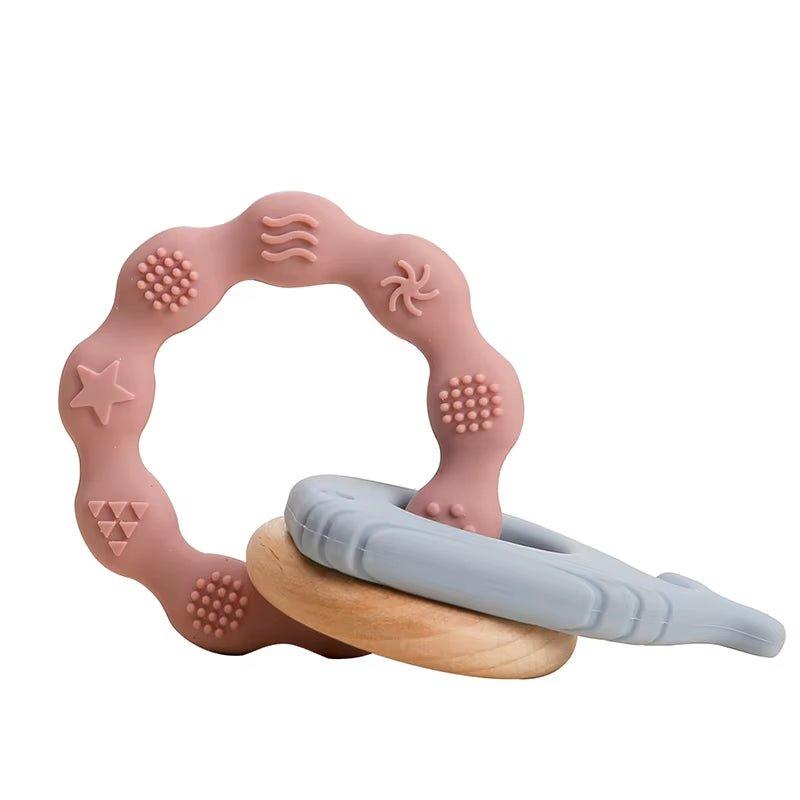 Teether Pendant Bracelet | Natural Wood Ring | Silicone Bracelet 8