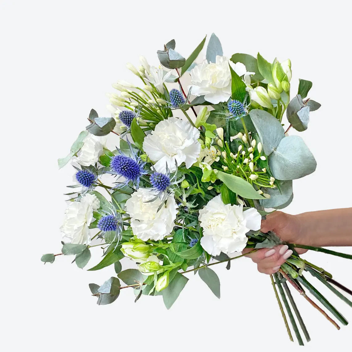 Fresh Flowers Bouquet | Blue & White Flowers | British Flowers Colourful