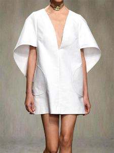 Women's Plain Dress, Casual Basic Batwing Sleeve Dress for Summer, Fashion Formal Women's Dress for Daily Wear, Womenswear, Lady Minimalist Summer Dresses 2025