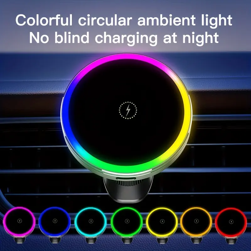[Wireless Fast Charging Holder] Wireless Fast Charging Fan Cooling Car Magnetic Holder - QI1 Wireless Charger for Apple iPhone 12-16 Series - Car Air Outlet Car Mobile Phone Holder 2