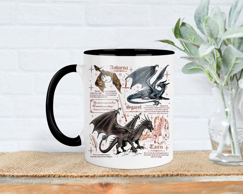 Fourth wing dragon mug, Tairn and Andarna, Dragon Rider, Bookish Gifts, Reading gift, iron flame, onyx storm, Xaden and Sgaeyl 0