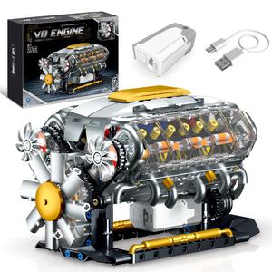 YC364 V8 engine Model Building Block Set, 692 particle count, toy set for children and adults, gift for car and machinery enthusiasts