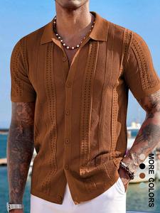 Men's Solid Color Short Sleeve Cardigan, Casual Knitwear for Summer, Fashion Men's Knit Clothing for Daily Wear, Menswear