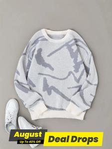 Men's Drop Shoulder Crewneck Sweater, Regular Fit Casual Colorblock Long Sleeve Round Neck Jumper for Fall, Fashion Men's Knitwear for Daily Wear, Go Out Tops, Mens Clothing, Longsleeves Pullover Sweater, Knitted Sweater, Casual Loose Jumper