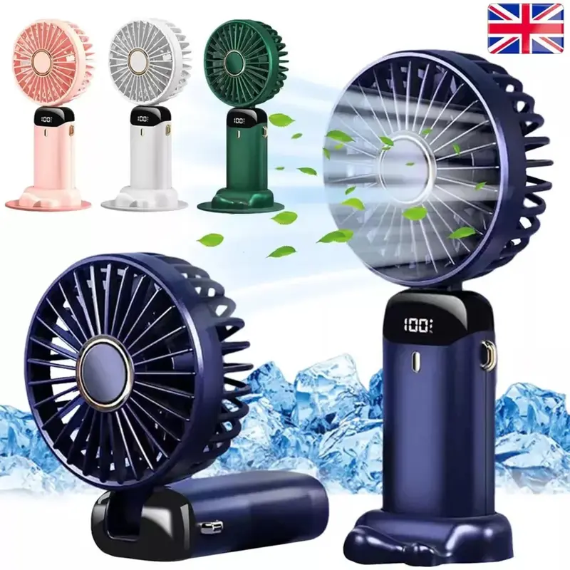 【UK SELLER】Portable HandHeld Fan, USB Charging Mini Fan with Adjustment 5 Wind Speeds, Personal USB Fan with LED Power Display For Office, KItchen Accessories, Travel Accessories, Portable Fan 8