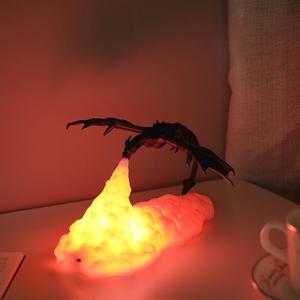 3D Dragon Design Night Light, 1 Count Desktop Bedroom Decorative Lamp, Children's Room Decorative Night Light