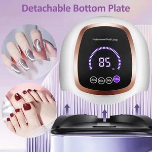 180W UV LED nail light with 42 beads, automatic sensor, LCD display and 4 timer Settings - Professional gel polishing dryer for salon and home use Durable Removable Manicure Traditional Handle White