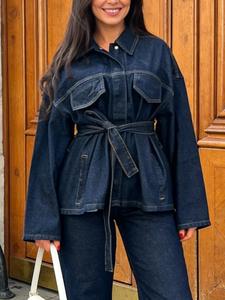 Women's Washable Comfort Denim Jacket, All-Season Loose Fit Casual Outerwear, No Elasticity, Perfect for Dates and Outings