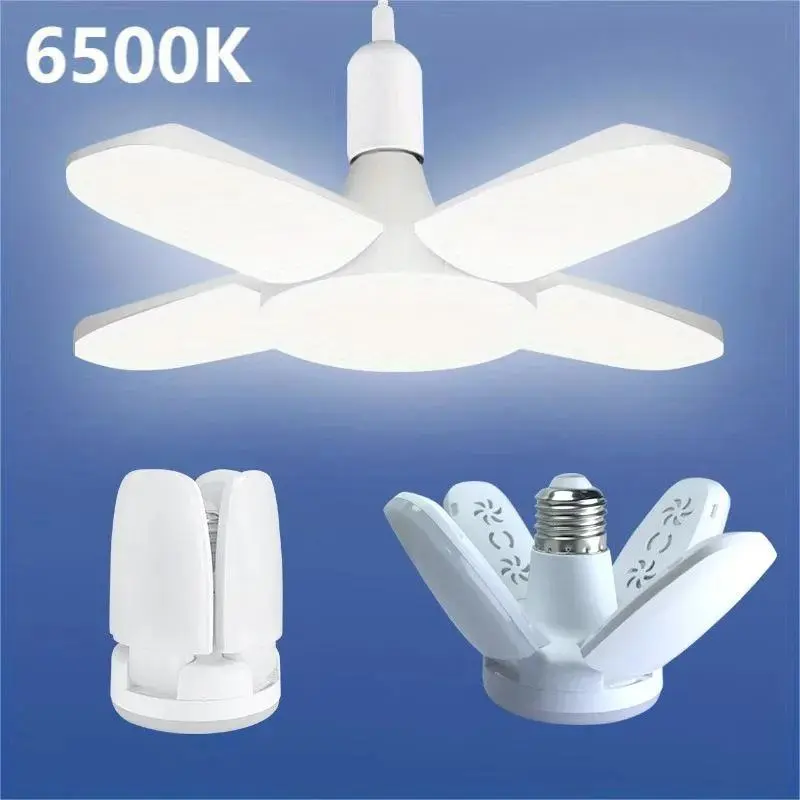 E27 Fan Foldable 28W LED  Bulb Deformation for Home Ceiling Lights Warehouse and Garage White Light6500K Bulb