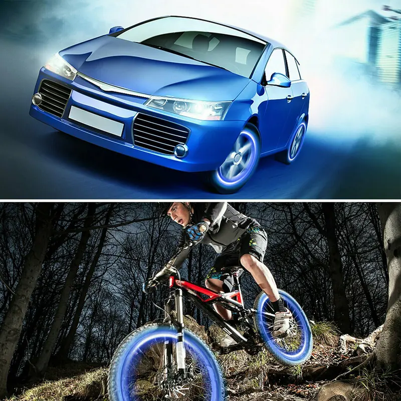 4/8/24x LED Wheel Tire Air Valve Stem Caps Neon Light For Motor Bike Car Bicycle 2