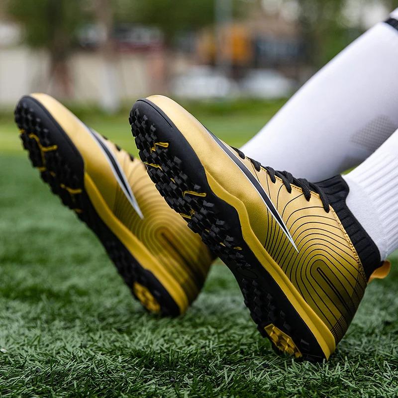 Product Introduction of Football Boots Children Soccer Cleats Professional Golden Football Shoes for Boys Kids Men Soccer Shoes Unisex 22