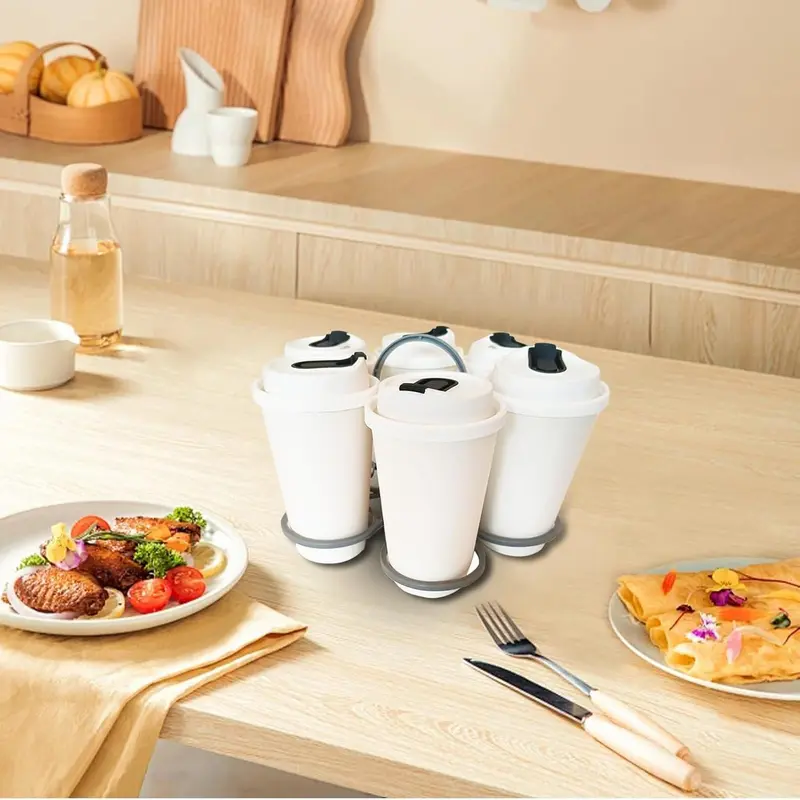 Fold Away Cup Carrier/Caddy for Drink Delivery Portable Cup Holder with Handle, Reusable Pocket Size, Sturdy & Safe hot Drinks for Coffee, Beer Take-Out 6 Cups 2