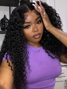 20 Inch Long Water Wave Wigs for Women, Gorgeous Fluffy Wigs with Baby Hair, Human Hair Lace Front Wigs for Party, Daily Use