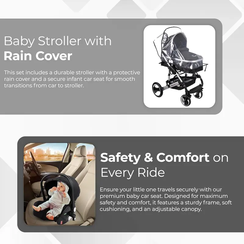 Luxury Black Foldable Baby Pushchair – 3-in-1 Stroller & Car Seat Combo for Stylish Parents new bassinet egg pram 6