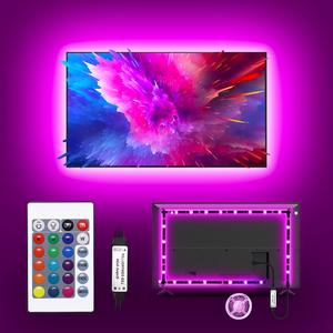 LED TV Background Light, 1 Set 5050 RGB LED Strip Light with Remote Control, USB Powered Color-changing LED Strip Light for Home Decor, Gaming Room, Party, Room Decor