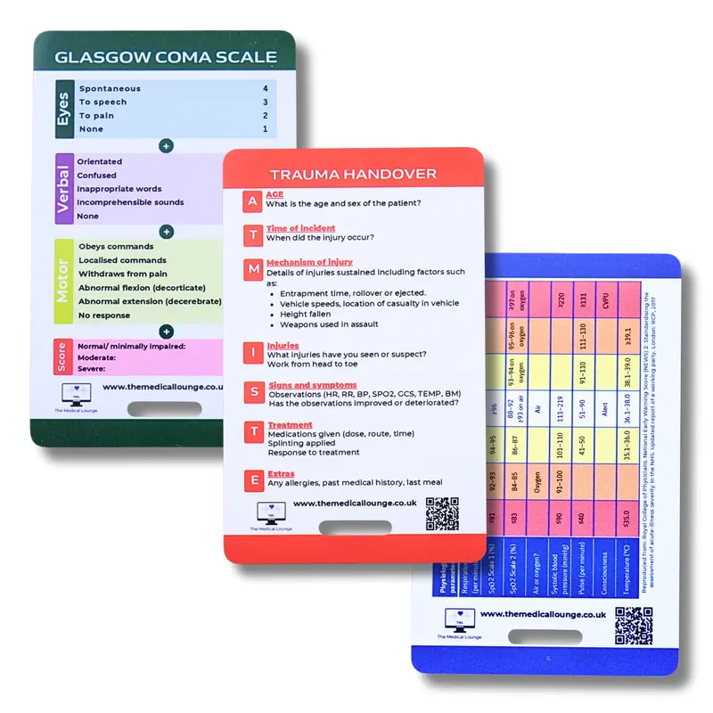 Patient Assessment Card Bundle | NEWS2, GCS (Adult and Paediatric) and ATMIST Handover | Lanyard Cards for Paramedics, Nurses & Students 0