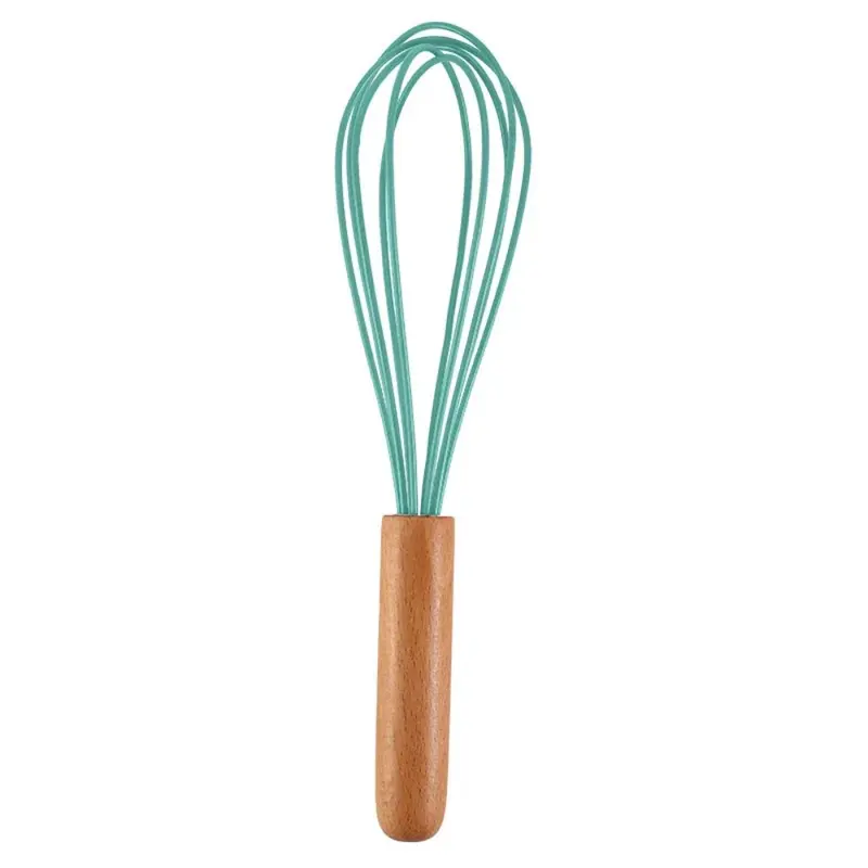 1pc silicone egg beater 10-inch wooden handle manual cake creamer and noodle mixer baking tool 8