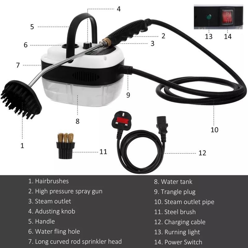 2500W Portable Handheld Steam Cleaner High Temperature Steam Cleaning-Machine UK 3