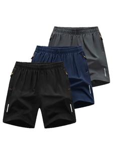 Men's Solid Pocket Elastic Waist Shorts, Casual Breathable Comfortable Shorts for Running Gym Workout, Men's Bottoms for All Seasons, Elastic Loose Shorts
