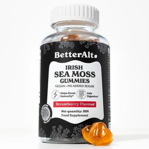 BetterAlt Irish Sea Moss Gummies | Strawberry Flavor | Lab-Tested for Purity | Supports Immune Health & Energy | 1-Month Pack