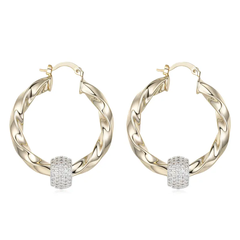 New Premium Twisted Ball Hoops – 35mm – Gold Filled 1