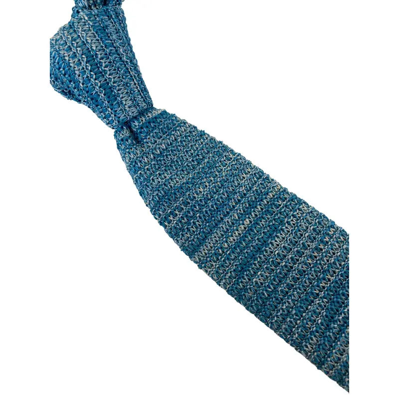 turquoise and white speckled mens knit-ted tie 3