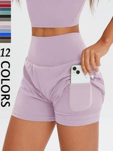 Women's Solid High Waist Sports Shorts, Casual Comfy Breathable Skinny Shorts for Exercise Yoga Gym Workout Running, Ladies Sportswear for All Seasons, Athletic Shorts, Workout Clothes Women, Athleisure Shorts