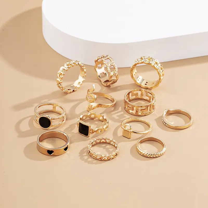 12Pcs Stackable Ring Set - 2025 Y2K Hip Hop Jewelry for Women | Minimalist Boho Finger Rings | Gold Silver Aesthetic Statement Accessories 6