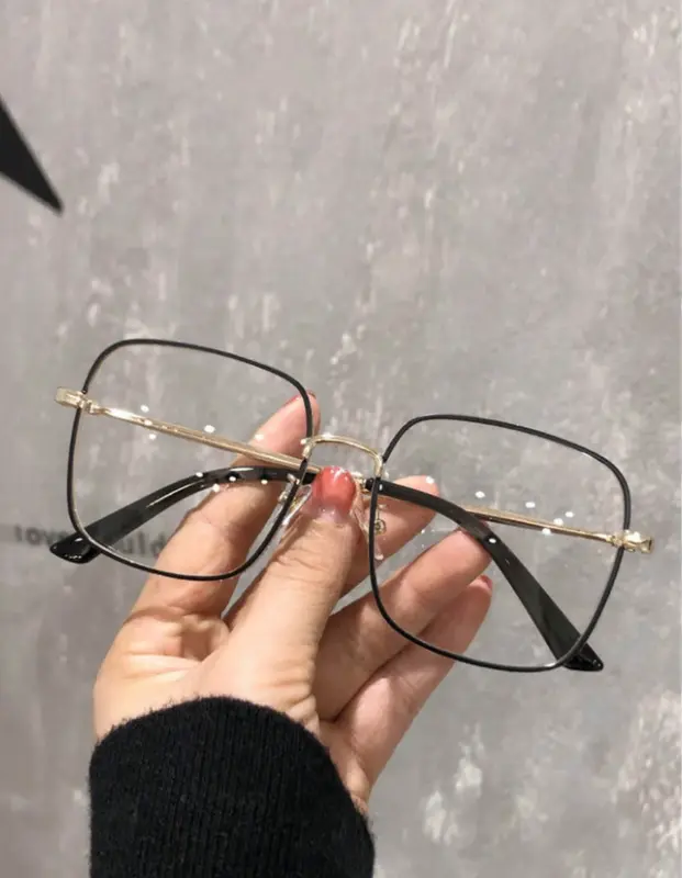 1pc Full Metal Bling Clear Eyeglasses for Women – Shiny Powder Frame Blue Light Blocking Fashion Glasses for Daily Wear 3