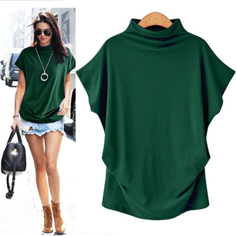 Product Introduction of 5XL Women Summer T-Shirt Short Batwing Sleeve Loose Solid Gray Turtleneck Tee Shirt 2025 New T-Shirts Femme Tees Tops 12