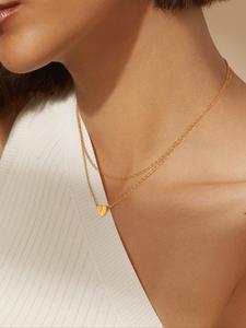 Women's Elegant Letter Heart Decor Layered Necklace, Stainless Steel Pendant Necklace, Chic Jewelry As Gift for Girlfriend