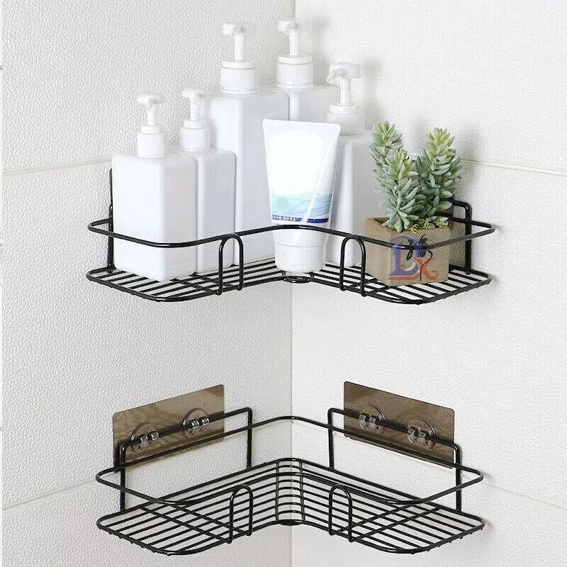 2PCS Corner Shower Caddy Bathroom Storage Shelf Rack Basket Organiser Tidy Tray 3