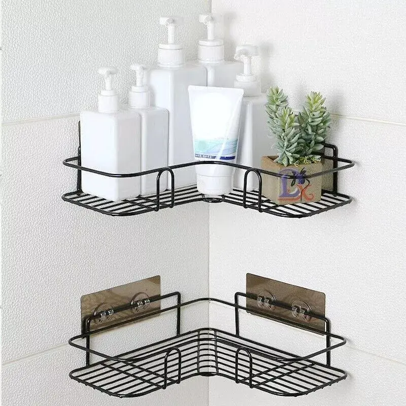 2PCS Corner Shower Caddy Bathroom Storage Shelf Rack Basket Organiser Tidy Tray 3