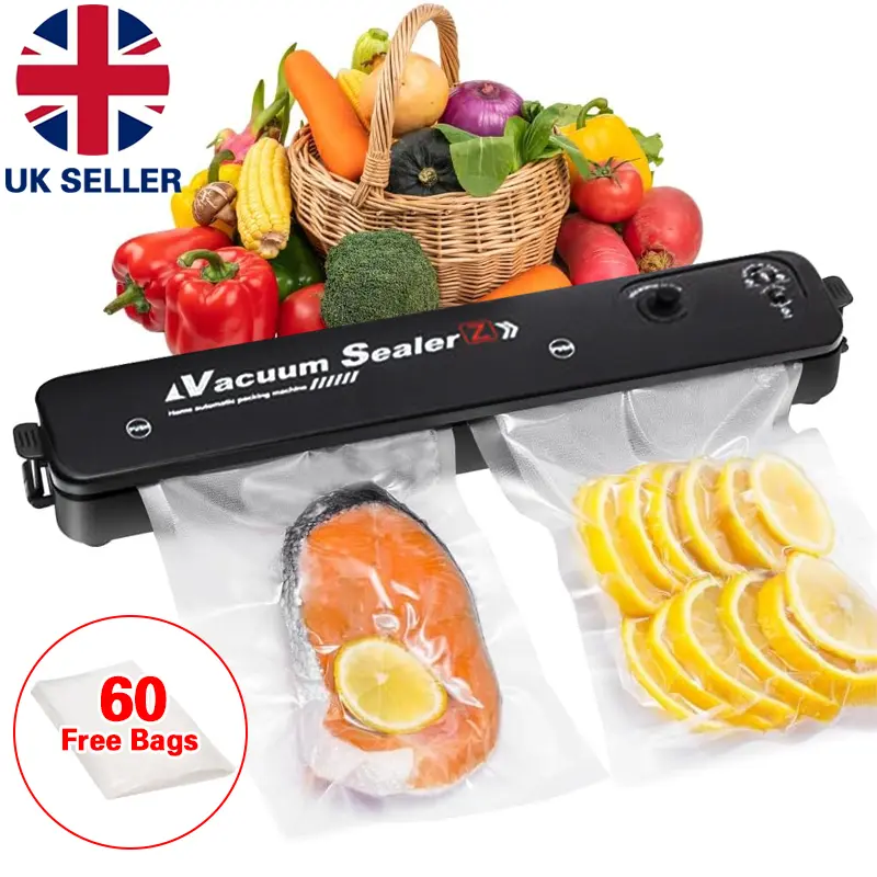 Vacuum Food Sealer Automatic Manual Sealer Dry Wet Pack Machine with 60 Bags UK