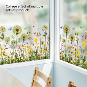 Flower Pattern Window Film, 2 Sheets/set Static Cling Window Decal, Removable Window Sticker for Home Office Decor